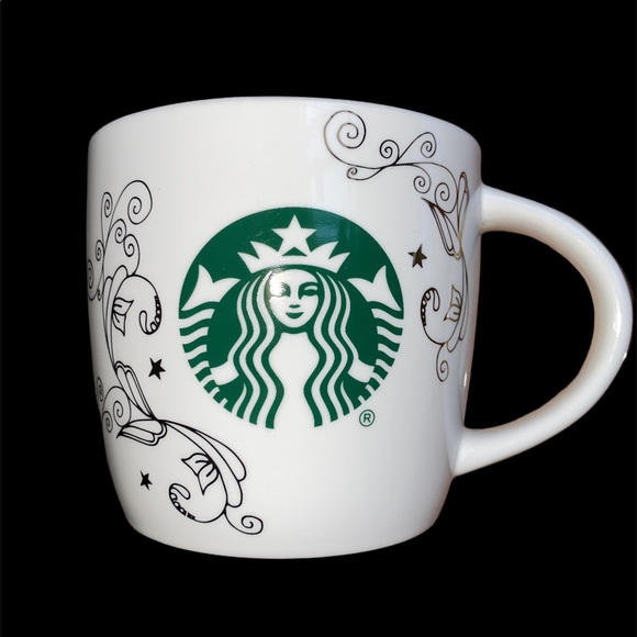 Starbucks coffee mug with gold accent